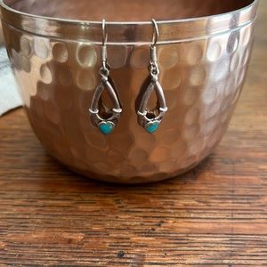 Sterling silver heart and hands earrings